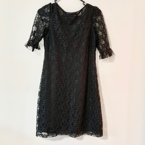 Topshop Short Sleeve Lace Fit Flare Dress - Picture 2 of 8